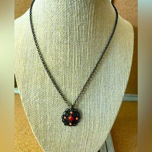 Robert Rose pendant and chain necklace orange color coral Peach tangerine